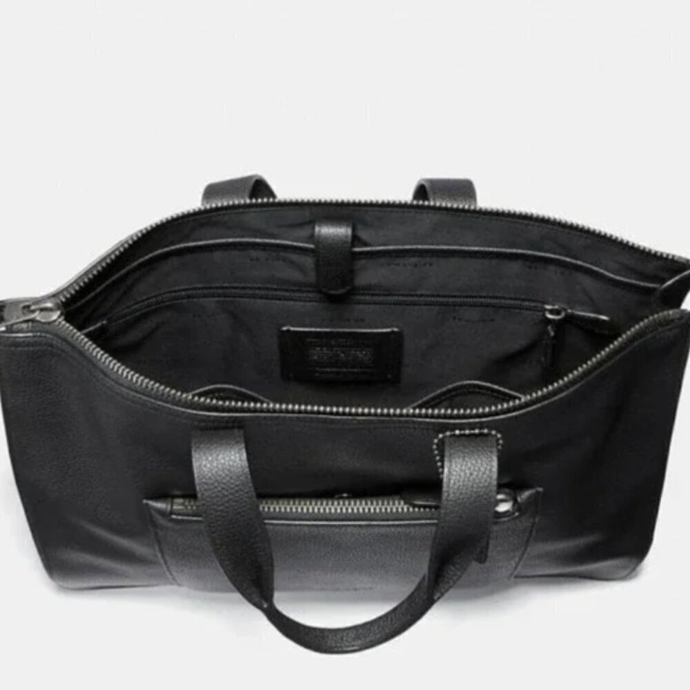 Coach Metropolitan Soft Briefcase Black Leather Laptop Bag Crossbody Slim Pocket - Picture 12 of 16